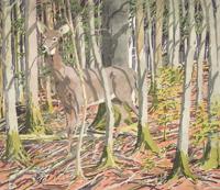 Neil Welliver Deer Etching, Aquatint, Signed Edition - Sold for $1,062 on 11-06-2021 (Lot 357).jpg